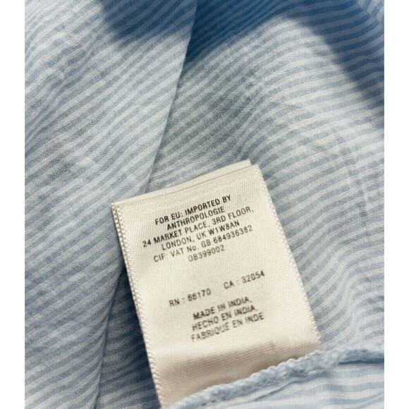 Holding Horses Anthropologie Blue Striped Button Up Shirt Size S Crochet… - Picture 8 of 8
